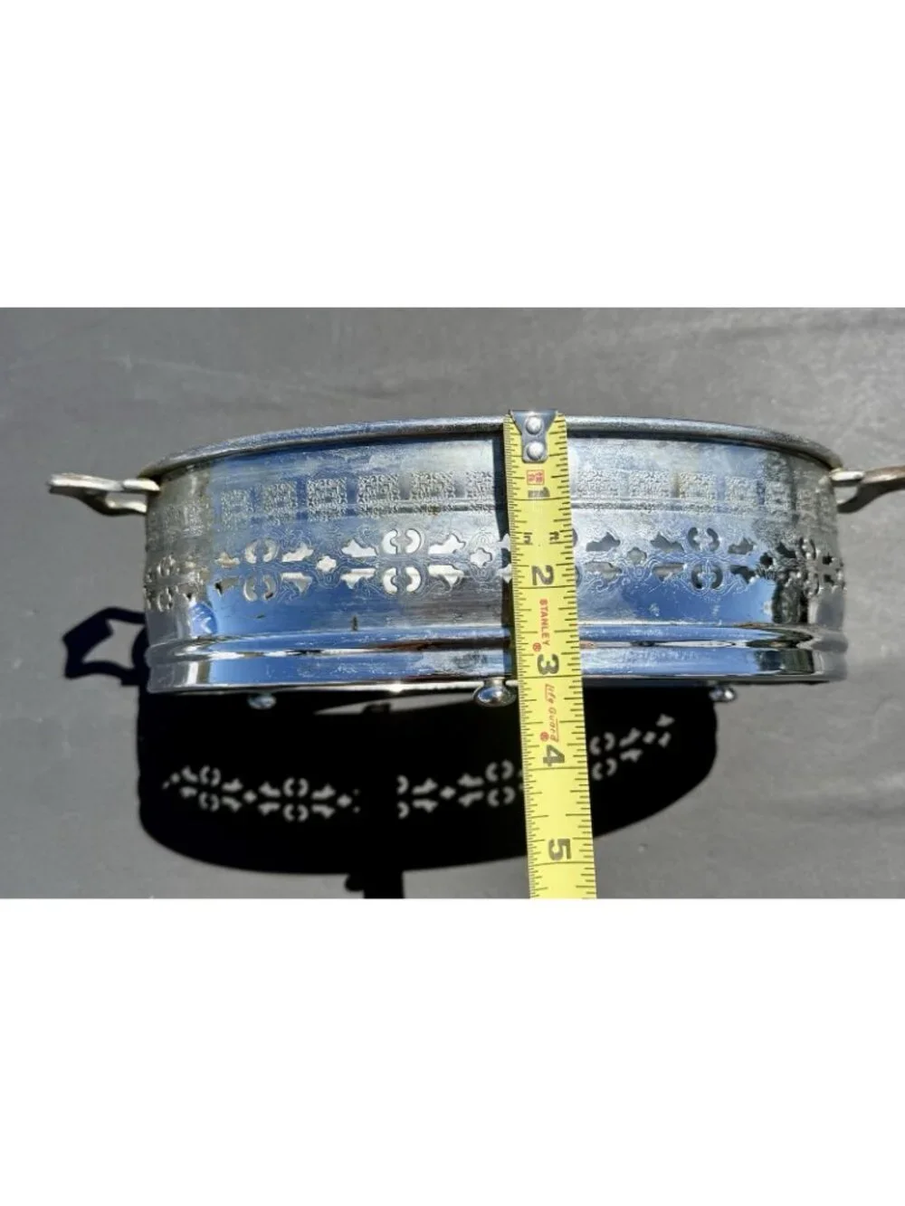Antique Silver Plated Footed Holder PYREX Oval Casserole Dish